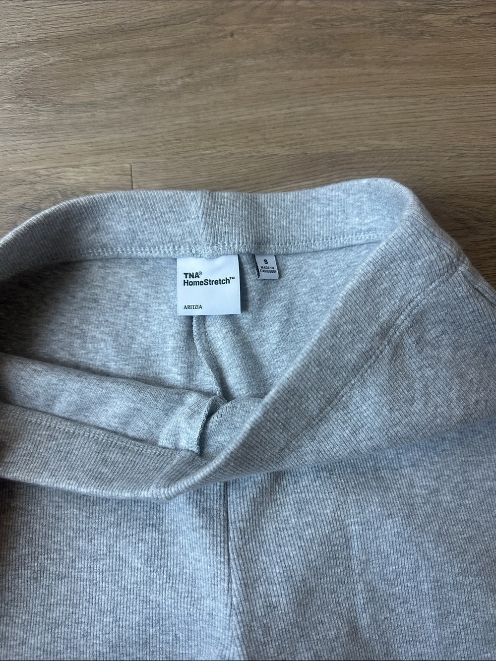 Aritzia Light Heather Gray Rib Knit Flare Pants - Picture 3 of 3